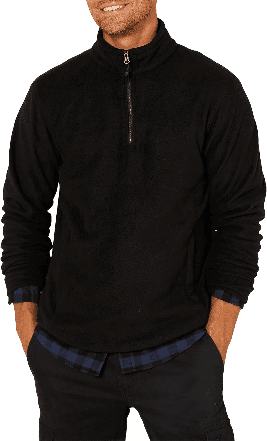 Amazon Essentials insulated fleece quarter-zip in navy — 1 of 3