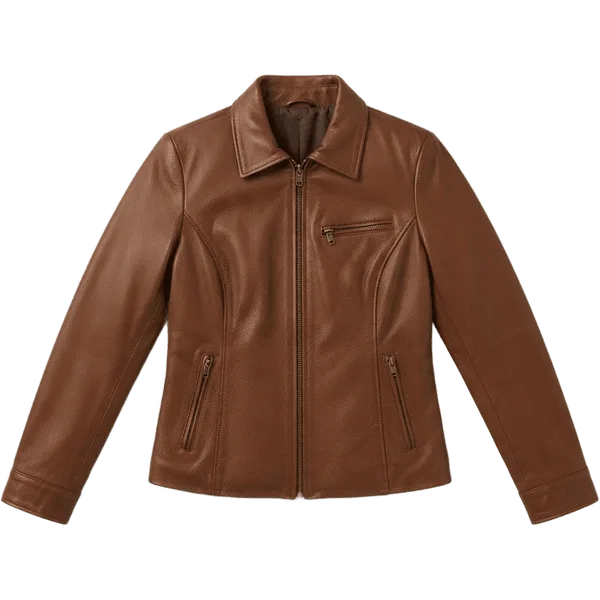 brown leather jacket