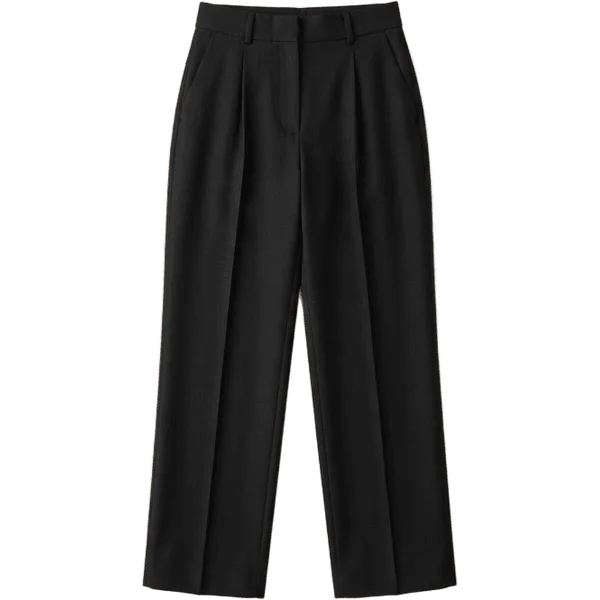 black pleated trousers
