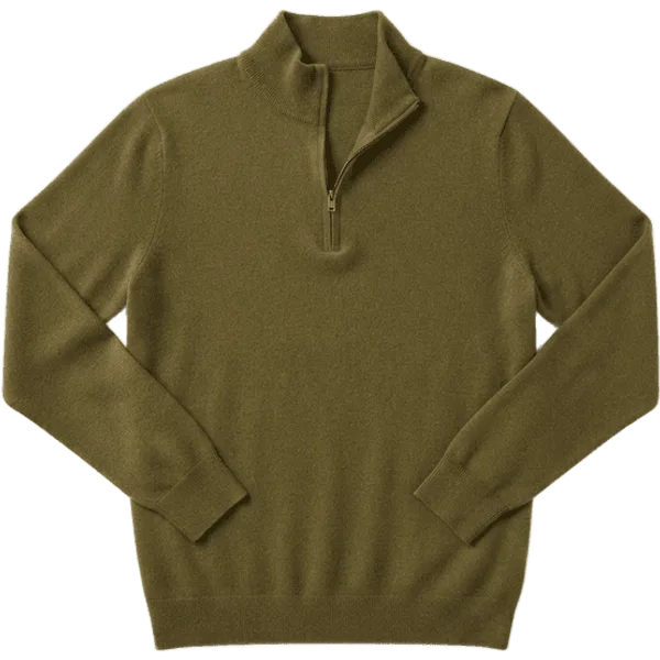 olive quarter-zip sweater