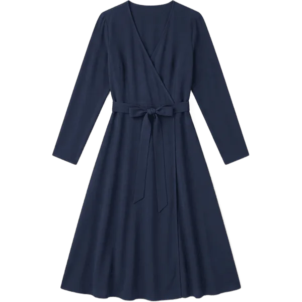 navy wrap dress
